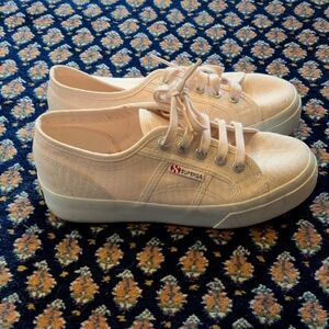 Superga Blush Canvas Lace-Up Sneakers